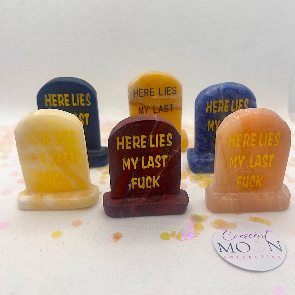 “My Last F***” Tombstone Crystal Carvings